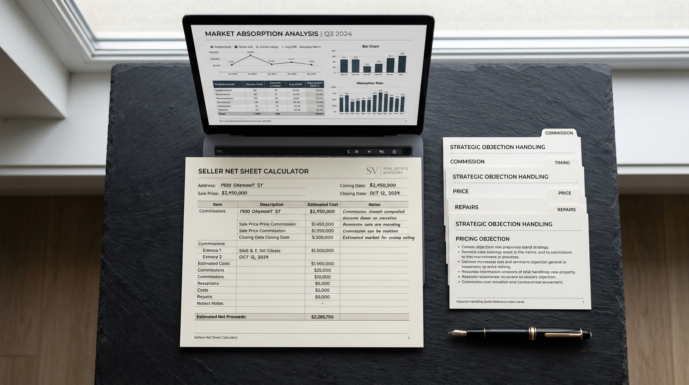 Executive Real Estate Materials, Battlecards and Seller Net Sheet